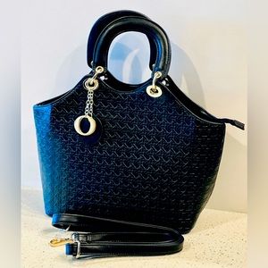 Hard Black Purse with Gold Details